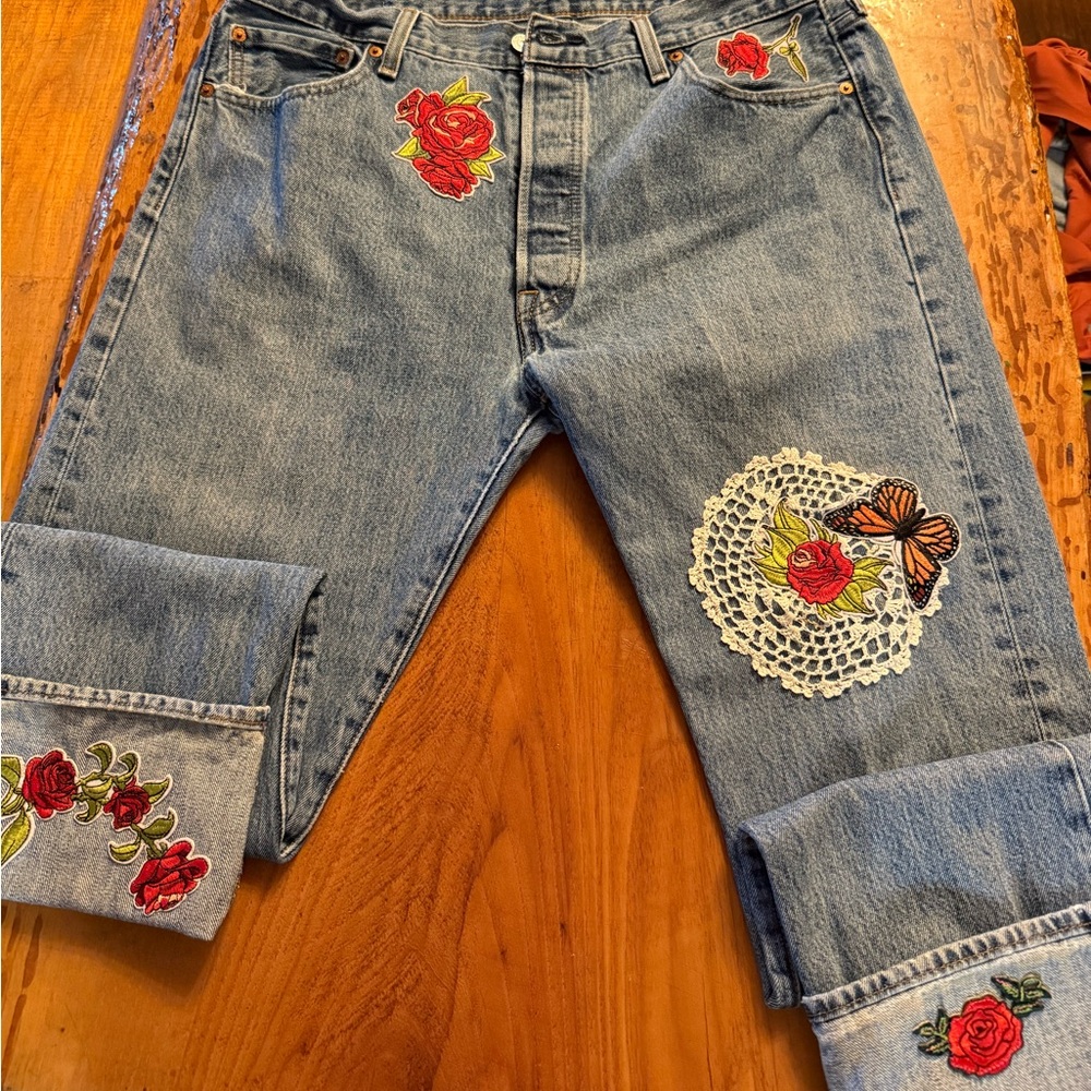 Vintage 501 Levi’s Floral  Straight Leg Jeans